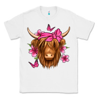 White floral pink bandana longhaired cow Classic Tee - Jasminsmagicworld