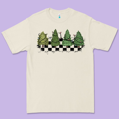 Premium Tee christmas checkered trees