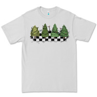 Dove Grey christmas checkered trees Premium Tee - MaliasSmallBusiness