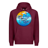 Burgundy humpback whale Premium Hoodie - BarkalooDesign