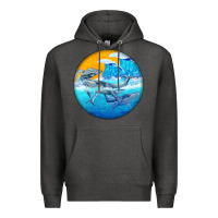 Charcoal Heather humpback whale Premium Hoodie - BarkalooDesign