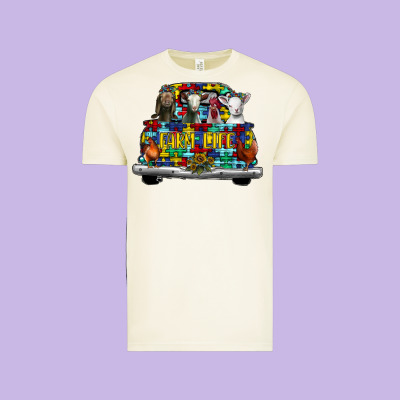 Farm Life Truck Autism Vintage Tee Designed By Cowhidedigitalart