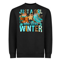 Black just a girl who loves winter Heavyweight Sweatshirt - FaDigitalArtStudio