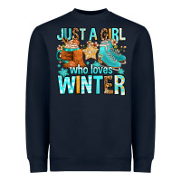 Navy just a girl who loves winter Heavyweight Sweatshirt - FaDigitalArtStudio