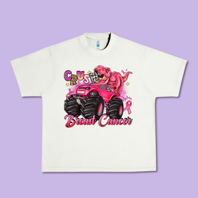 Crush Breast Cancer Monster Truck With Dinosaur Urban Heavy Tee Designed By Jahusdesignshop