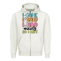 Oatmeal Heather i came i saw i had anxiety so i left Zipper Hoodie - MaliasSmallBusiness