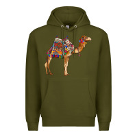 Army Green camel with colorful saddle Premium Hoodie - BarkalooDesign