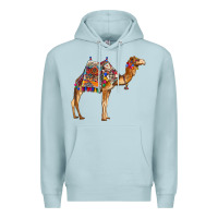 Blue Mist camel with colorful saddle Premium Hoodie - BarkalooDesign