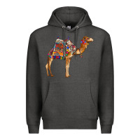 Charcoal Heather camel with colorful saddle Premium Hoodie - BarkalooDesign