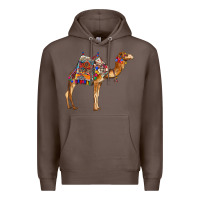 Coffee camel with colorful saddle Premium Hoodie - BarkalooDesign