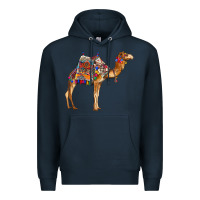 Navy camel with colorful saddle Premium Hoodie - BarkalooDesign