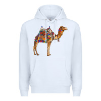 White camel with colorful saddle Premium Hoodie - BarkalooDesign