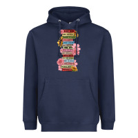 Navy floral books Heavyweight Hoodie - MaliasSmallBusiness