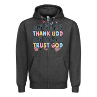 Charcoal Heather look back and thank god look forward and trust god Zipper Hoodie - MaliasSmallBusiness