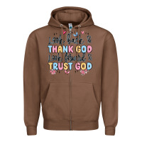 Chestnut look back and thank god look forward and trust god Zipper Hoodie - MaliasSmallBusiness