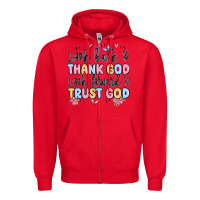 Red look back and thank god look forward and trust god Zipper Hoodie - MaliasSmallBusiness
