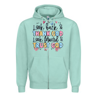 Seafoam look back and thank god look forward and trust god Zipper Hoodie - MaliasSmallBusiness