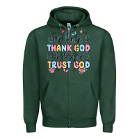 Sports Green look back and thank god look forward and trust god Zipper Hoodie - MaliasSmallBusiness