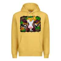 Antique Gold st patricks baby cow with leopard background Premium Hoodie - Jasminsmagicworld