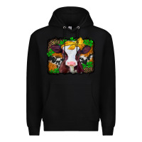 Black st patricks baby cow with leopard background Premium Hoodie - Jasminsmagicworld