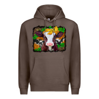 Coffee st patricks baby cow with leopard background Premium Hoodie - Jasminsmagicworld