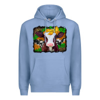 Colony Blue st patricks baby cow with leopard background Premium Hoodie - Jasminsmagicworld
