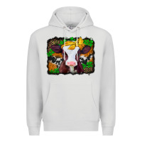 Dove Grey st patricks baby cow with leopard background Premium Hoodie - Jasminsmagicworld