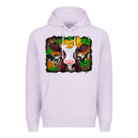 Lilac st patricks baby cow with leopard background Premium Hoodie - Jasminsmagicworld