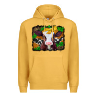 Mustard st patricks baby cow with leopard background Premium Hoodie - Jasminsmagicworld