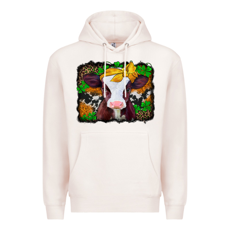 St Patricks Baby Cow With Leopard Background Premium Hoodie by Jasminsmagicworld | Teevron