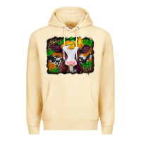 Pina Colada st patricks baby cow with leopard background Premium Hoodie - Jasminsmagicworld