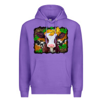 Purple st patricks baby cow with leopard background Premium Hoodie - Jasminsmagicworld
