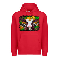 Red st patricks baby cow with leopard background Premium Hoodie - Jasminsmagicworld
