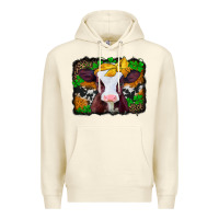 Sandshell st patricks baby cow with leopard background Premium Hoodie - Jasminsmagicworld