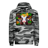 Slate Camo st patricks baby cow with leopard background Premium Hoodie - Jasminsmagicworld