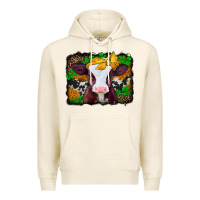 Tofu st patricks baby cow with leopard background Premium Hoodie - Jasminsmagicworld