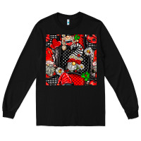 Black ladybug gnomes seamless pattern Long Sleeve Tee - BundleAndBundleShop