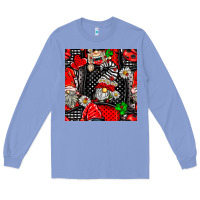 Colony Blue ladybug gnomes seamless pattern Long Sleeve Tee - BundleAndBundleShop