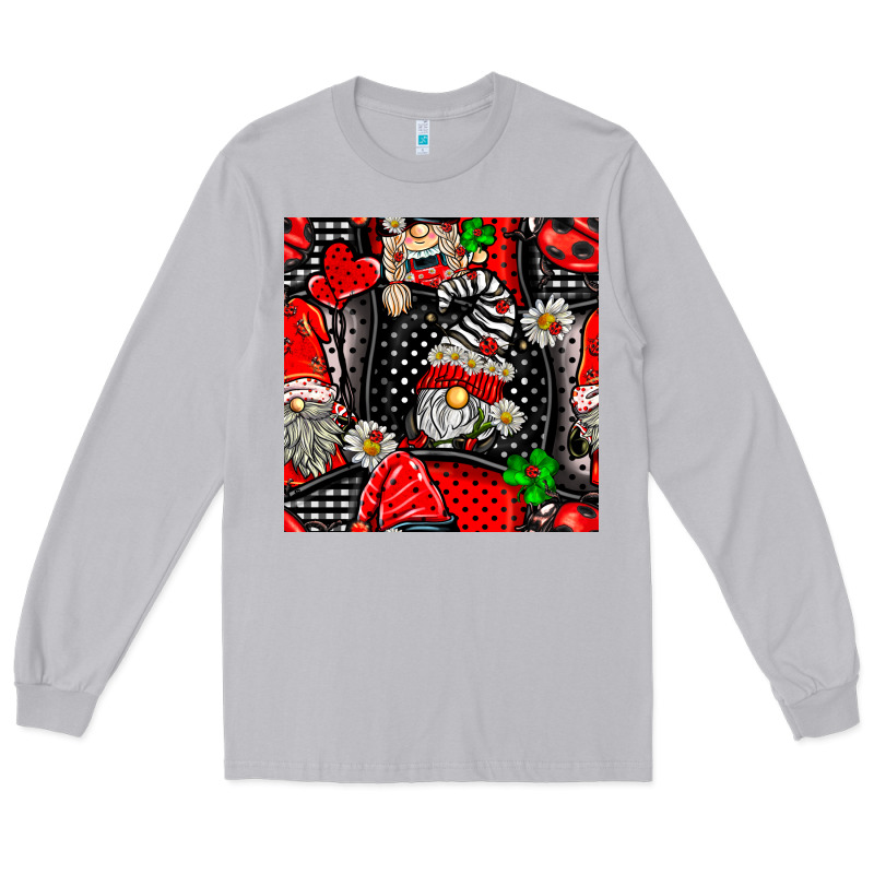 Ladybug Gnomes Seamless Pattern Long Sleeve Tee by BundleAndBundleShop | Teevron