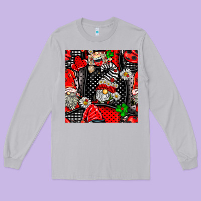 Ladybug Gnomes Seamless Pattern Long Sleeve Tee Designed By Bundleandbundleshop
