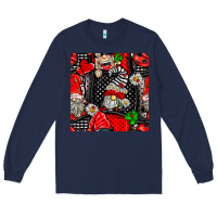 Navy ladybug gnomes seamless pattern Long Sleeve Tee - BundleAndBundleShop