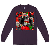 Plum ladybug gnomes seamless pattern Long Sleeve Tee - BundleAndBundleShop