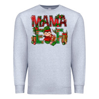 Heather Grey Mama Elf with Gift Christmas Premium Sweatshirt - NancyCooperArtShop