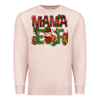 Pale Pink Mama Elf with Gift Christmas Premium Sweatshirt - NancyCooperArtShop