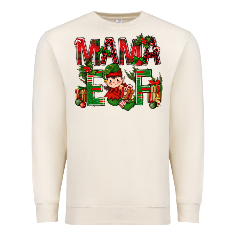 Mama Elf With Gift Christmas Premium Sweatshirt by NancyCooperArtShop | Teevron