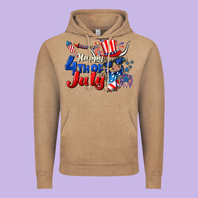 Happy 4th Of July Cow Vintage Hoodie Designed By Cowgirlartshop