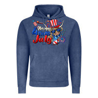 Vintage Denim Happy 4th of July cow Vintage Hoodie - CowGirlArtShop