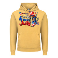 Vintage Mustard Happy 4th of July cow Vintage Hoodie - CowGirlArtShop