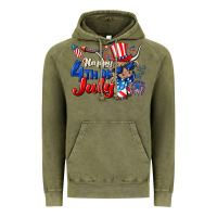 Vintage Olive Happy 4th of July cow Vintage Hoodie - CowGirlArtShop