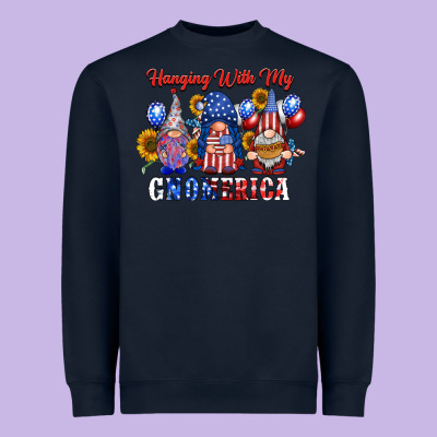 Hangin With My Gnomerica Heavyweight Sweatshirt Designed By Racoondesign